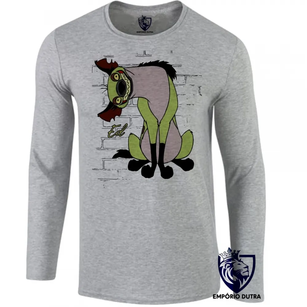 Camiseta manga longa Infantil ou Adulto Rei Leão ED Hiena simba disney desenho Imagem