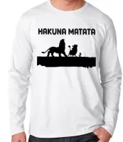 Camiseta manga longa Infantil ou Adulto rei leão Hakuna Matata timão pumba lion king - Foto 2