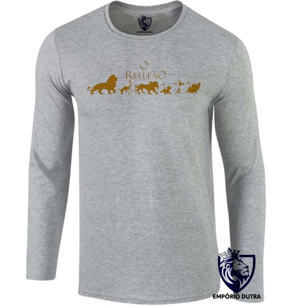 Camiseta manga longa Infantil ou Adulto Rei Leão Lion King Mufasa Simba timão pumba