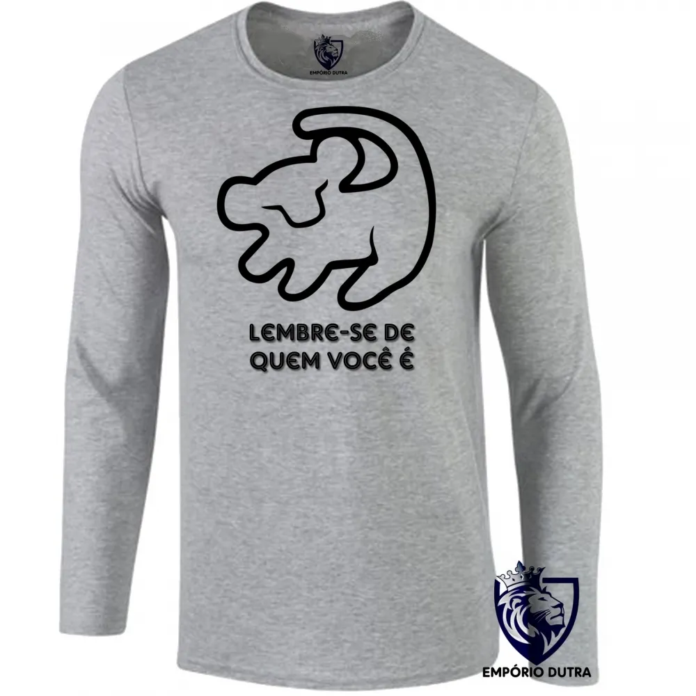 Camiseta manga longa Infantil ou Adulto Rei Leão Lion King Simba Lembre-se de quem você é Imagem