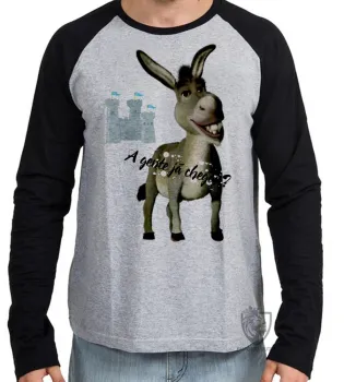 Camiseta manga longa Infantil ou Adulto Shrek burro a gente já chegou ogro - Foto 2