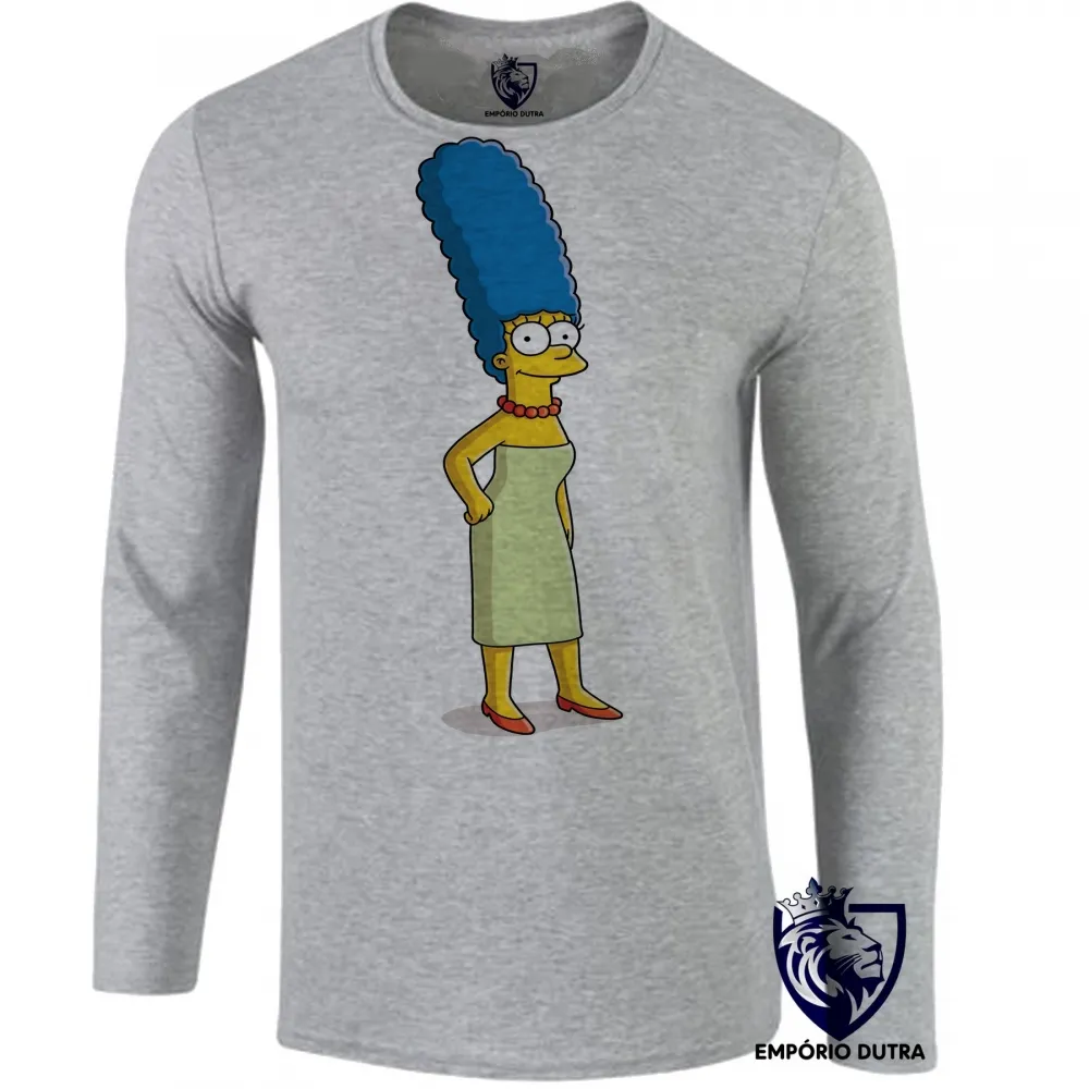 Camiseta manga longa Infantil ou Adulto simpson marge Mãe bart lisa maggie