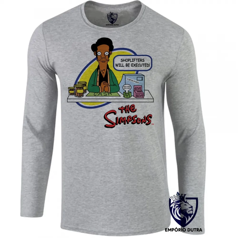 Camiseta manga longa Infantil ou Adulto Simpsons apu indiano homer bart lisa