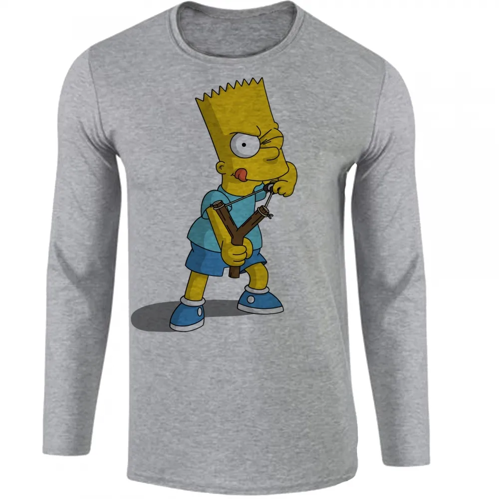 Camiseta manga longa Infantil ou Adulto Simpsons Bart Estilingue filho homer