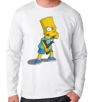 Camiseta manga longa Infantil ou Adulto Simpsons Bart Estilingue filho homer - Foto 2
