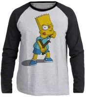 Camiseta manga longa Infantil ou Adulto Simpsons Bart Estilingue filho homer - Foto 3