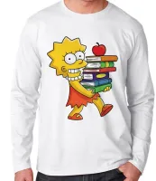 Camiseta manga longa Infantil ou Adulto Simpsons Lisa Livros maggie marge - Foto 3