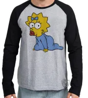 Camiseta manga longa Infantil ou Adulto Simpsons Maggie Bebê lisa margie homer - Foto 2