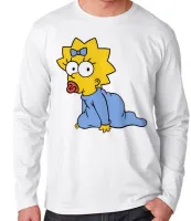 Camiseta manga longa Infantil ou Adulto Simpsons Maggie Bebê lisa margie homer - Foto 3