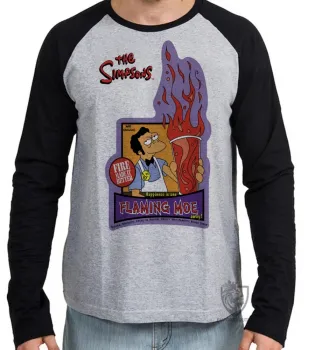 Camiseta manga longa Infantil ou Adulto simpsons moe bar cerveja homer fogo - Foto 2