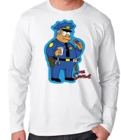 Camiseta manga longa Infantil ou Adulto simpsons policial donut rosquinha - Foto 2