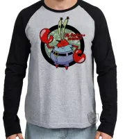 Camiseta manga longa Infantil ou Adulto Sirigueijo tomar seu dinheiro bob esponja - Foto 2