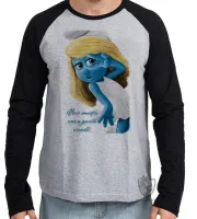 Camiseta manga longa Infantil ou Adulto Smurfette você smurfou smurfs azuis - Foto 2