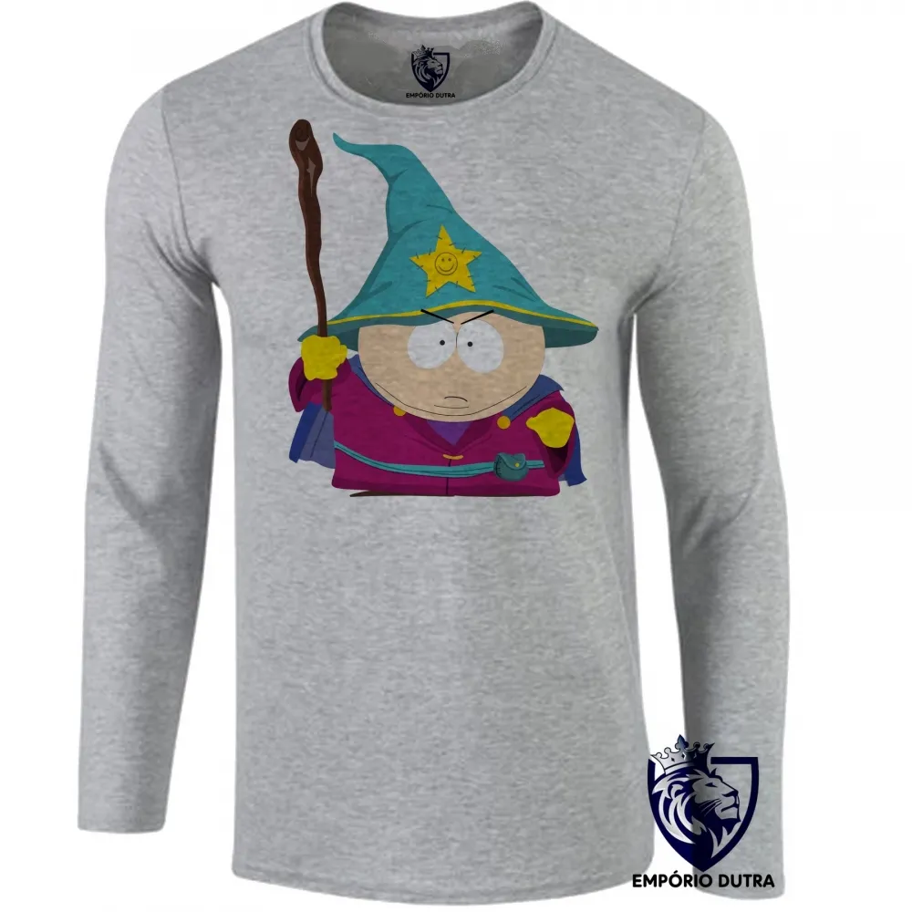 Camiseta manga longa Infantil ou Adulto south park cartman bruxo desenho Imagem