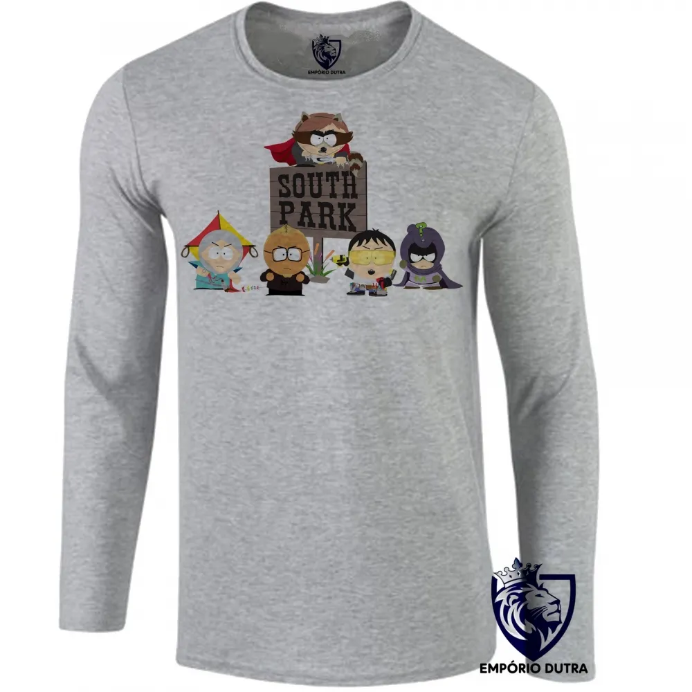 Camiseta manga longa Infantil ou Adulto south park super herois desenho Imagem