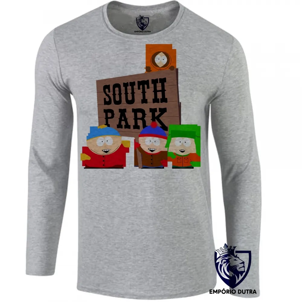 Camiseta manga longa Infantil ou Adulto south park turma série cartman seriado