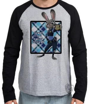 Camiseta manga longa Infantil ou Adulto Stop Im police coelho zootopia - Foto 2