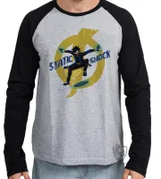 Camiseta manga longa Infantil ou Adulto super shock choque static desenho - Foto 2
