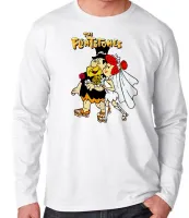 Camiseta manga longa Infantil ou Adulto The flinstones casamento fred vilma - Foto 3