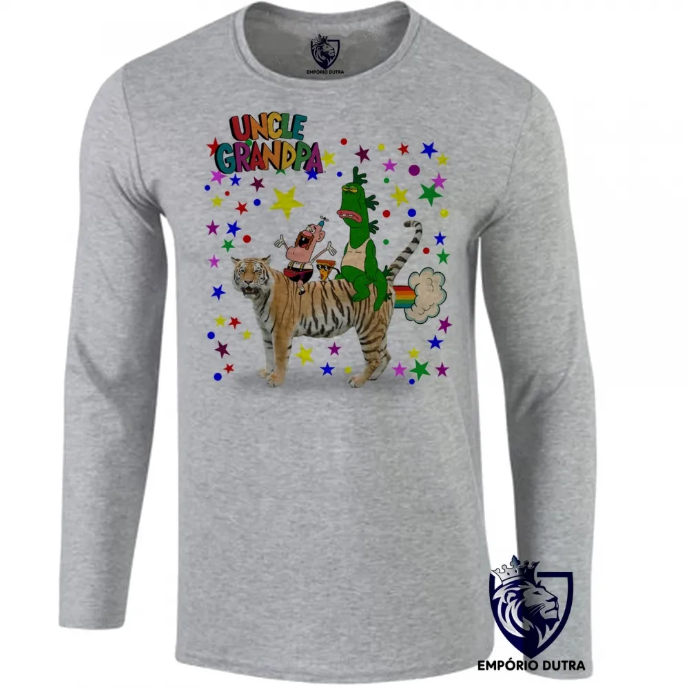 Camiseta manga longa Infantil ou Adulto Titio avô tigreza uncle grandpa desenho cartoon Imagem