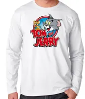 Camiseta manga longa Infantil ou Adulto Tom e Jerry gato cat rato desenho - Foto 3