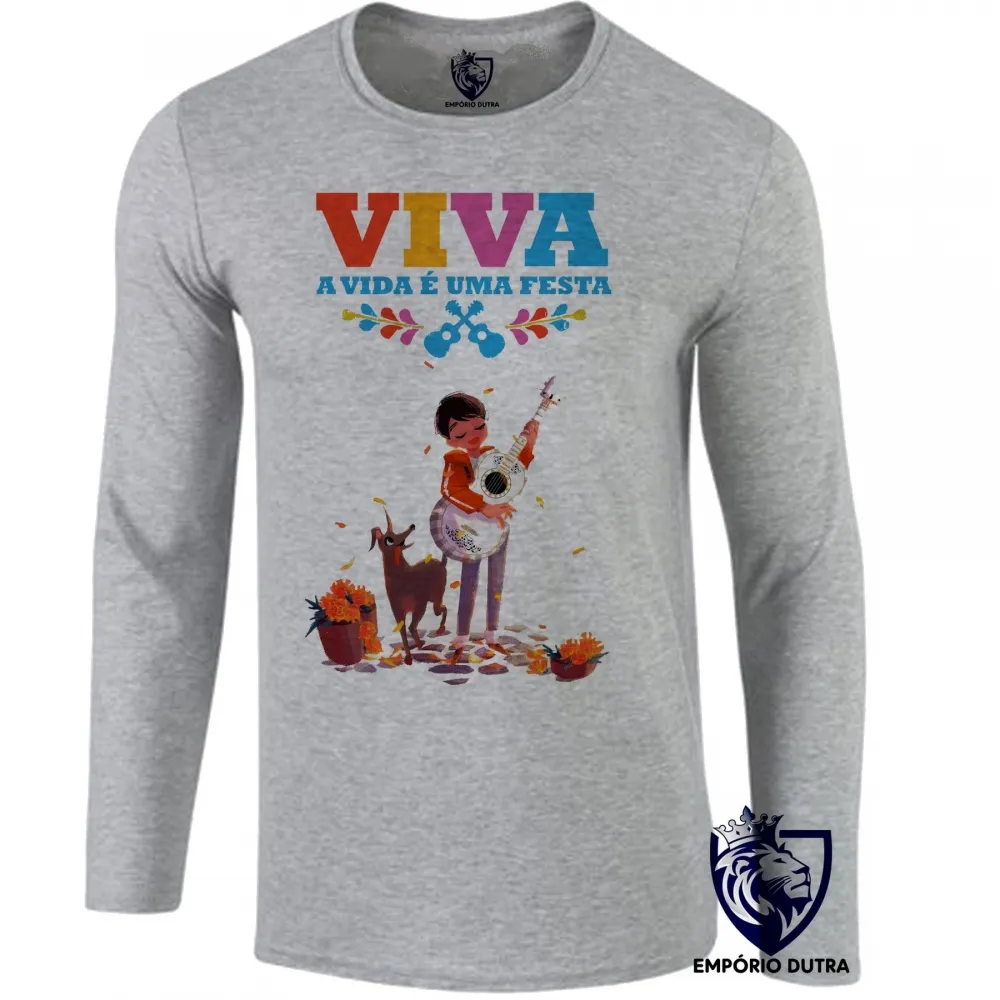 Camiseta manga longa Infantil ou Adulto Vida é uma festa cachorro Imagem