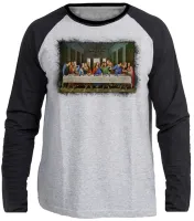 Camiseta manga longa Infantil ou Adulto A última ceia Da Vinci Leonardo - Foto 3