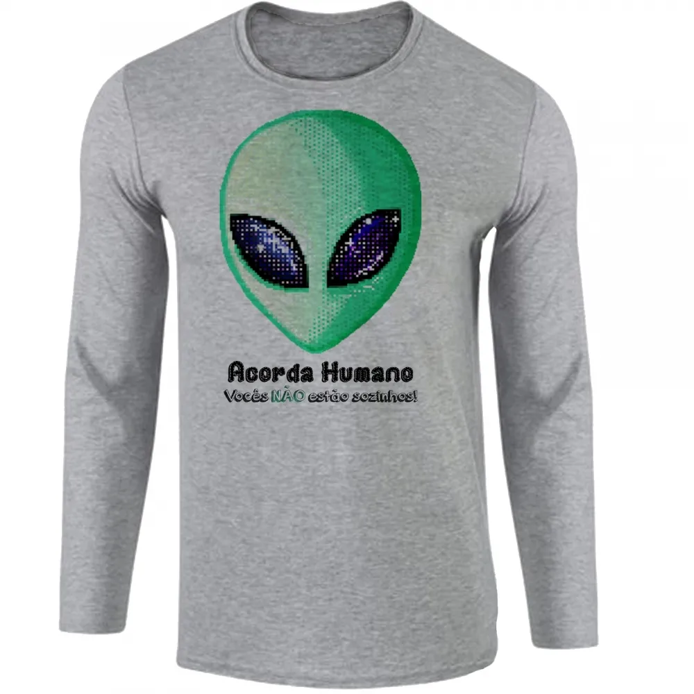 Camiseta manga longa Infantil ou Adulto Acorda Humano Et Alien Ovni