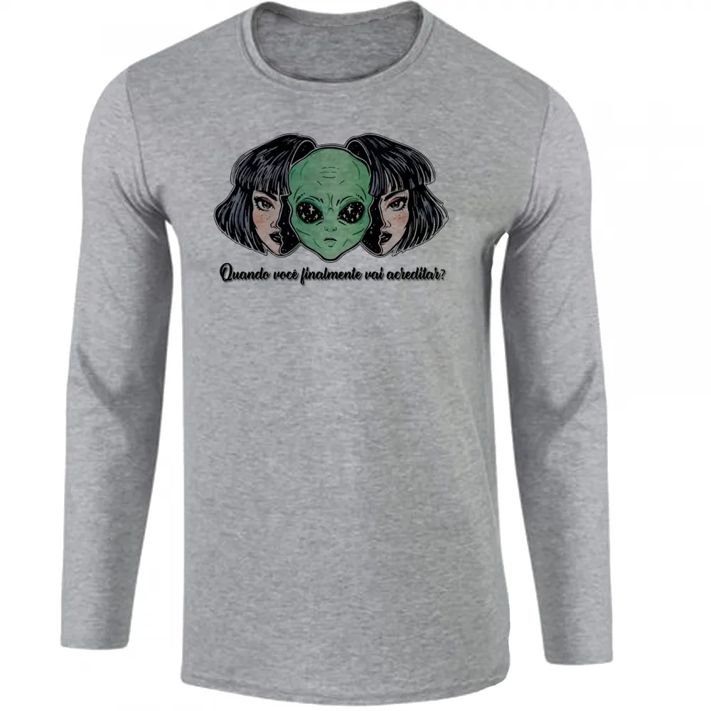 Camiseta manga longa Infantil ou Adulto Alien et ovni quando você vai acreditar Imagem