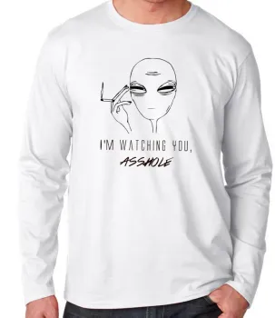 Camiseta manga longa Infantil ou Adulto Aliens watching you asshole et ovni - Foto 2