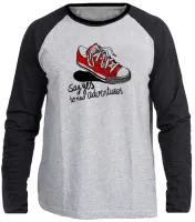 Camiseta manga longa Infantil ou Adulto All Star tenis Say yes black - Foto 3