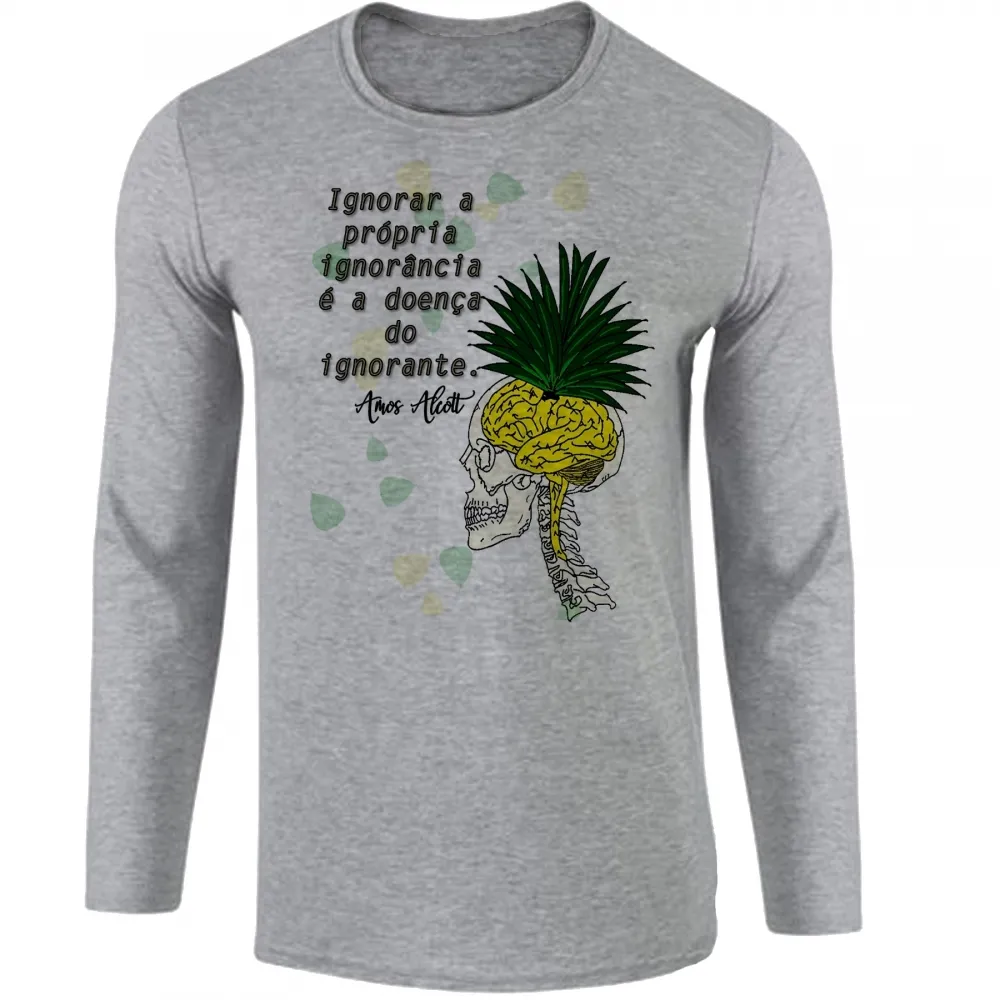 Camiseta manga longa Infantil ou Adulto Amos Alcott ignorância cerebro gado Imagem