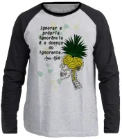 Camiseta manga longa Infantil ou Adulto Amos Alcott ignorância cerebro gado - Foto 3