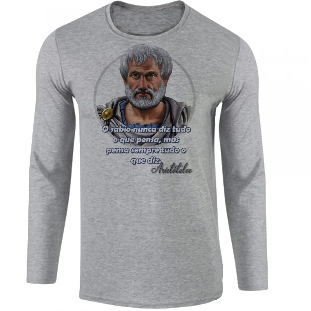 Camiseta manga longa Infantil ou Adulto Aristóteles filósofo grego filosofia