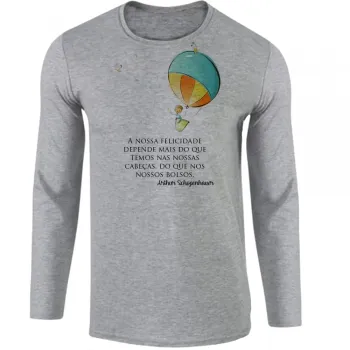 Camiseta manga longa Infantil ou Adulto balão menino frase Arthur Schopenhauer