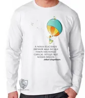 Camiseta manga longa Infantil ou Adulto balão menino frase Arthur Schopenhauer - Foto 2