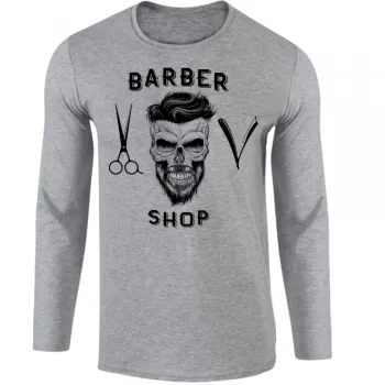 Camiseta manga longa Infantil ou Adulto Barber Shop barbearia cabelereiro barba