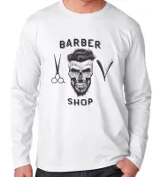 Camiseta manga longa Infantil ou Adulto Barber Shop barbearia cabelereiro barba - Foto 2
