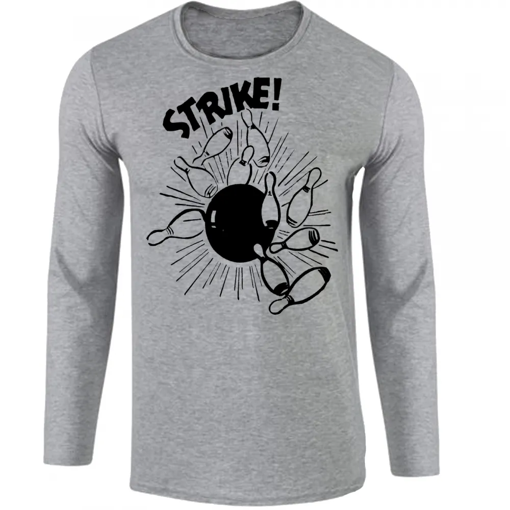 Camiseta manga longa Infantil ou Adulto boliche bolão Strike bowling Imagem