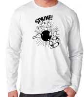 Camiseta manga longa Infantil ou Adulto boliche bolão Strike bowling - Foto 2