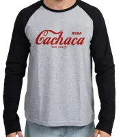 Camiseta manga longa Infantil ou Adulto coca Cachaça beba pitu cola engraçado - Foto 2
