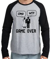 Camiseta manga longa Infantil ou Adulto Casamento game over engraçado - Foto 3