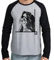 Camiseta manga longa Infantil ou Adulto caveira tapa olho mexicana Different is beautiful - Foto 3