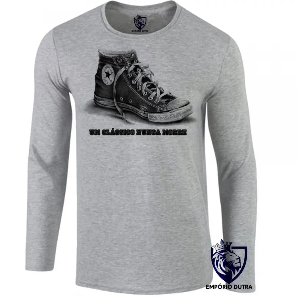 Camiseta manga longa Infantil ou Adulto Clássico nunca morre All Star Tenis Imagem