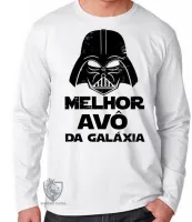 Camiseta manga longa Infantil ou Adulto darth vader melhor avô vovô galaxia star wars - Foto 3