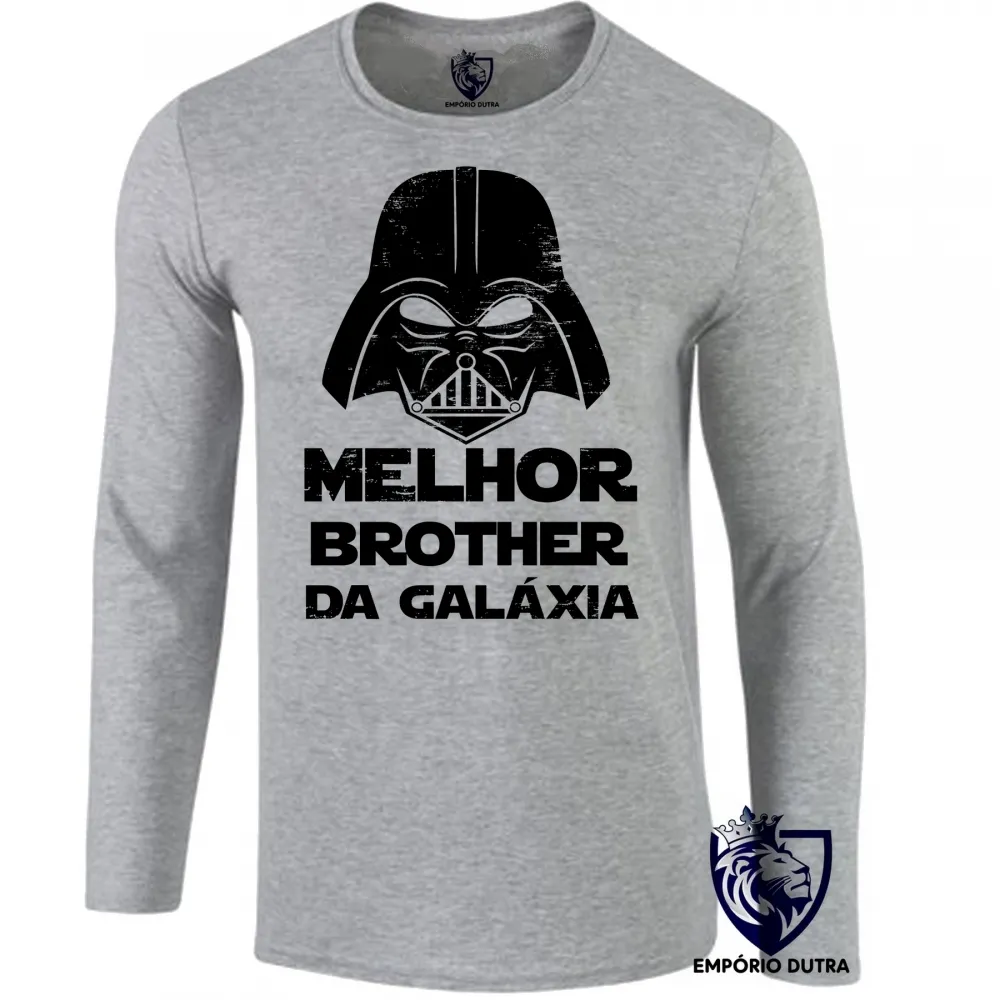 Camiseta manga longa Infantil ou Adulto darth vader melhor irmão brother galaxia star wars Imagem