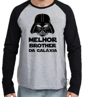 Camiseta manga longa Infantil ou Adulto darth vader melhor irmão brother galaxia star wars - Foto 2