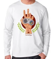 Camiseta manga longa Infantil ou Adulto Easter egg controle mão game nerd - Foto 2