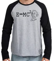 Camiseta manga longa Infantil ou Adulto Fórmula Albert Einstein Fisica - Foto 2