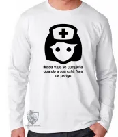 Camiseta manga longa Infantil ou Adulto Enfermagem nossa vida Enfermeira - Foto 3